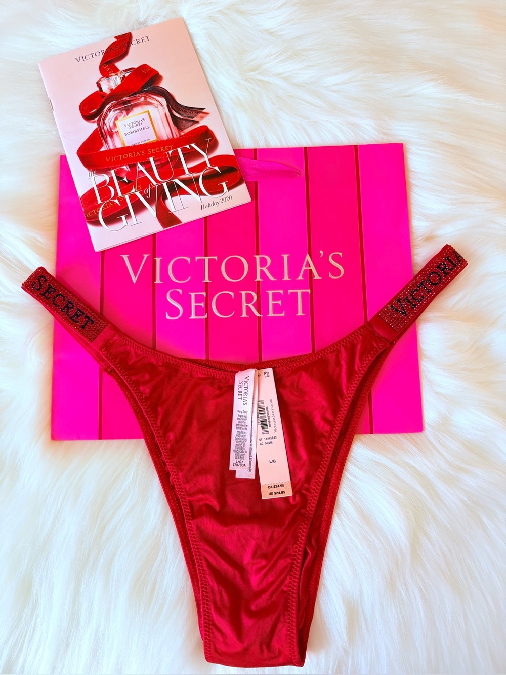 ❤️❤️Victoria’s Secret logo shine strap panty (L)❤️❤️